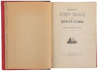 Rosa, Augustino de la. Dissertatio Historico - Theologica de Apparitione B.M.V. de Guadalupe. Guadalaxarae, 1887. First edition.