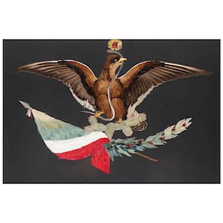 ÁGUILA REPUBLICANA. MÉXICO, SIGLO XX. Arte plumario. 35 x 53 cm