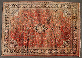 A ROOM SIZE PERSIAN MASHED RUG