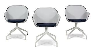 A Set of Three Italian Modern Metal Mesh Chairs Height 30 1/2 x width 24 x depth 23 inches.