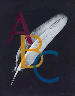 Man Ray, (American, 1890-1976), Feather with ABC, 1969