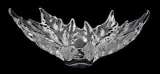 A Lalique Molded and Frosted Glass Champs Elysees Bowl Height 7 1/2 x width 17 3/4 inches.