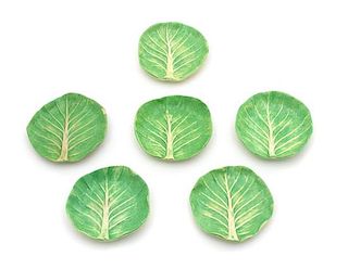 A Set of Six Dodie Thayer Lettuceware Butter Pats Diameter 3 1/4 inches.
