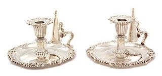 A Pair of William IV Silver Candlesticks with Snuffers, Rundell, Bridge & Rundell, London, 1827, each with imperial crest