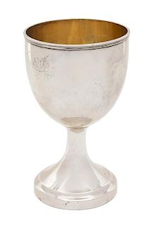 An English Silver Goblet with Gold Wash Interior, Garrard's, London, 20th Century,
