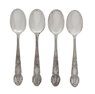 Four American Silver Serving Spoons, Tiffany & Co., New York, NY, 20th Century, in the Renaissance pattern