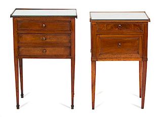 Two Louis XVI Style Fruitwood Side Tables Height 29 23/4 x width 19 3/4 x depth 13 1/2 inches.
