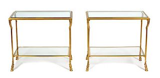 A Pair of French Gilt Bronze Side Tables Height 24 1/2 x width 27 x depth 14 inches.