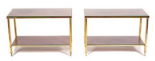 A Pair of French Gilt Bronze End Tables Height 21 1/2 x width 32 x depth 15 3/4 inches.