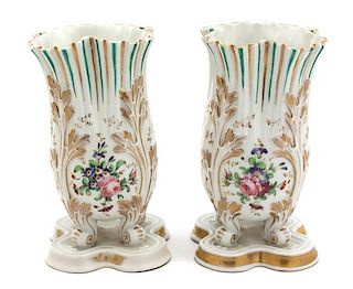 A Pair of Paris Porcelain Vases Height 16 inches.