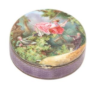 A French Porcelain Mounted and Gilt Metal Snuff Box