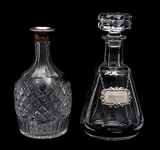 Two Crystal Decanters Height of taller 9 1/2 inches.