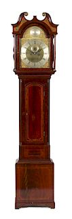 A Scottish Mahogany Tall Case Clcok Height 88 x width 18 1/2 x depth 9 1/4 inches.