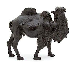 A Bronze Model of a Bactrian Camel Height 9 1/2 x length 12 1/2 inches.