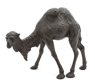 A Chinese Bronze Model of a Bactrian Camel Height 15 1/2 x length 20 1/2 inches.
