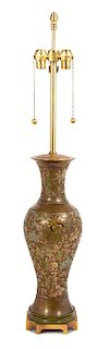 A Chinese Cloisonne Baluster-form Vase Height 40 1/2 inches overall.