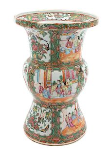 A Chinese Rose Medallion Vase Height 14 x diameter 9 inches.