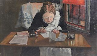 DALLIN, Cyrus E. Oil on Canvas. "The Letter".