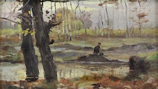 SAIN, Paul Jean Marie. Oil on Panel. Landscape.
