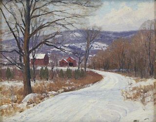 WILSON, James Perry. Oil on Panel. Winter Scene.