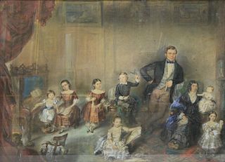 AMERICAN School. Pastel on Canvas. 19th Century