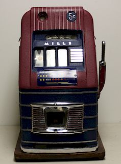 Vintage Mills 5 Cents Slot Machine.