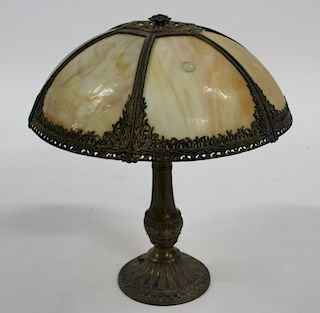 Arts and Crafts Slag Glass Table Lamp.