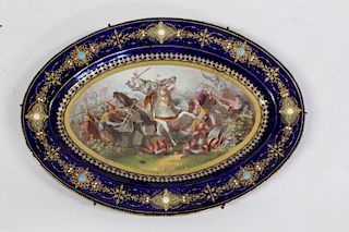 SEVRES. Oval Decorated and Bejeweled Porcelain