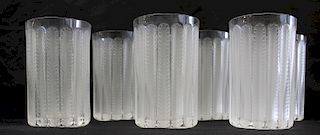 LALIQUE, France Set of 6 Glass Tumblers.