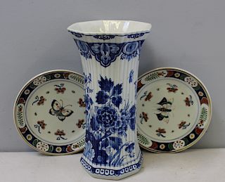 Lot of 3 Antique Delft Porcelains to Include