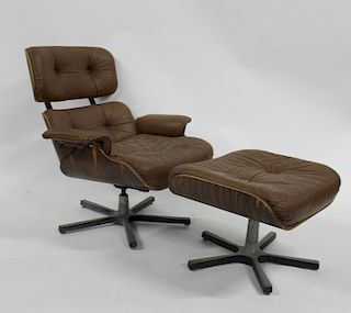 MIDCENTURY. Eames Style Lounge Chair & Ottoman.
