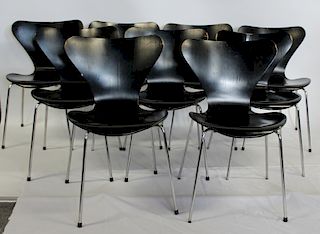 Fritz Hansen. Set of 9 Arne Jacobsen Chairs.