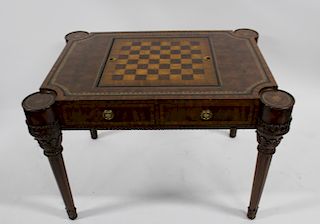 Maitland-Smith Leathertop Game Table.