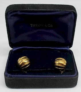 JEWELRY. Pair of Tiffany & Co 18kt Gold Earrings.