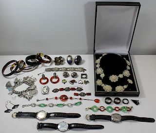 JEWELRY. Assorted Silver, Gold, and Costume Group.