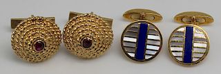 JEWELRY. 18kt and 14kt Gold Cufflinks Grouping.