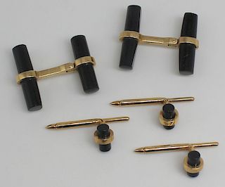 JEWELRY. Pair of Tiffany & Co. 14kt Gold and Onyx