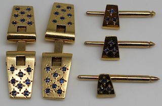 JEWELRY. Cartier Gold and Sapphire Men's Grouping.