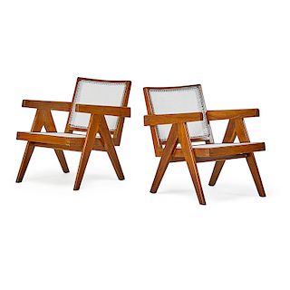 PIERRE JEANNERET Pair of V-leg lounge chairs