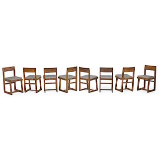 PIERRE JEANNERET Assembled set of eight chairs