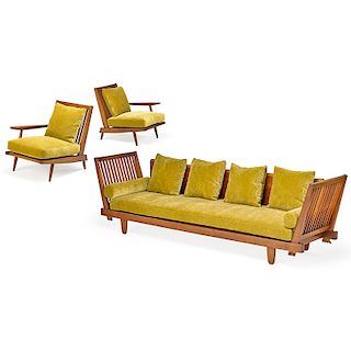 GEORGE NAKASHIMA Cushion Sofa w/ two lounge chairs