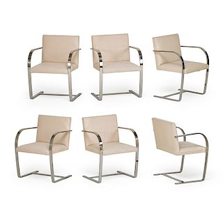 MIES VAN DER ROHE; KNOLL Set of six Brno chairs