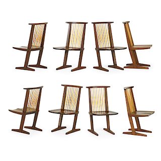 MIRA NAKASHIMA Assembled set, 8 Conoid chairs