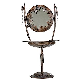 JEAN-FRANCOIS BUISSON Brutalist mirror on stand
