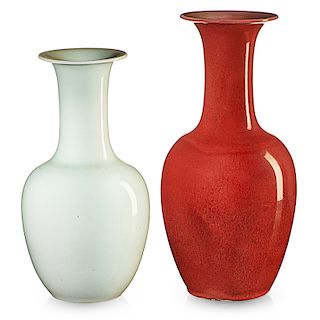 CLIFF LEE Celadon and oxblood vases