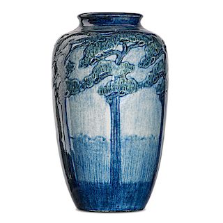 A.F. SIMPSON; NEWCOMB COLLEGE Vase with pine trees