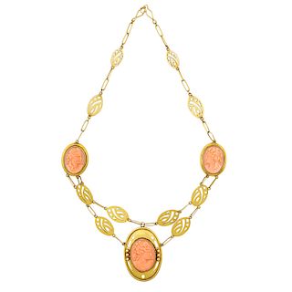 KALO 14k gold necklace with cameos