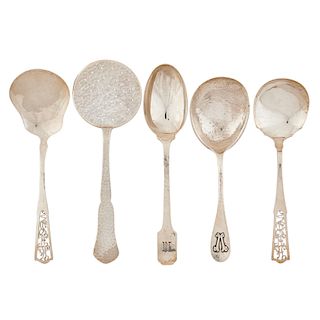 SHREVE ETC. Five sterling silver spoons