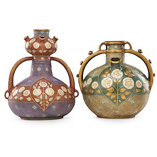 PAUL DACHSEL Two floral Amphora vases