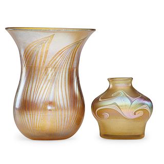 TIFFANY STUDIOS Two Favrile vases